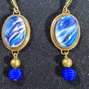 1950's glass and Brass Earrings